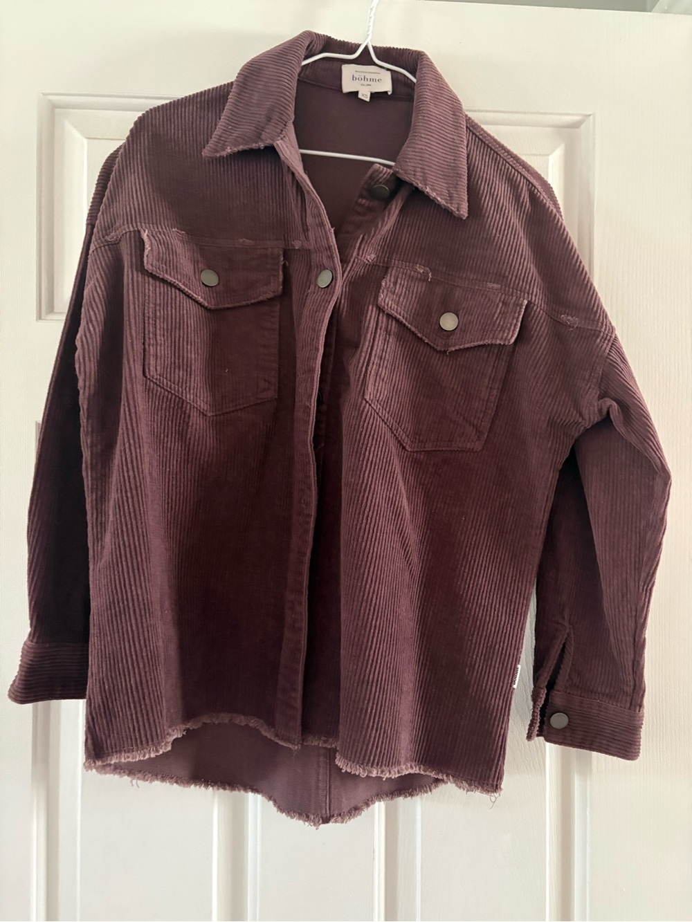bohme Corduroy Shacket in Mauve Plum